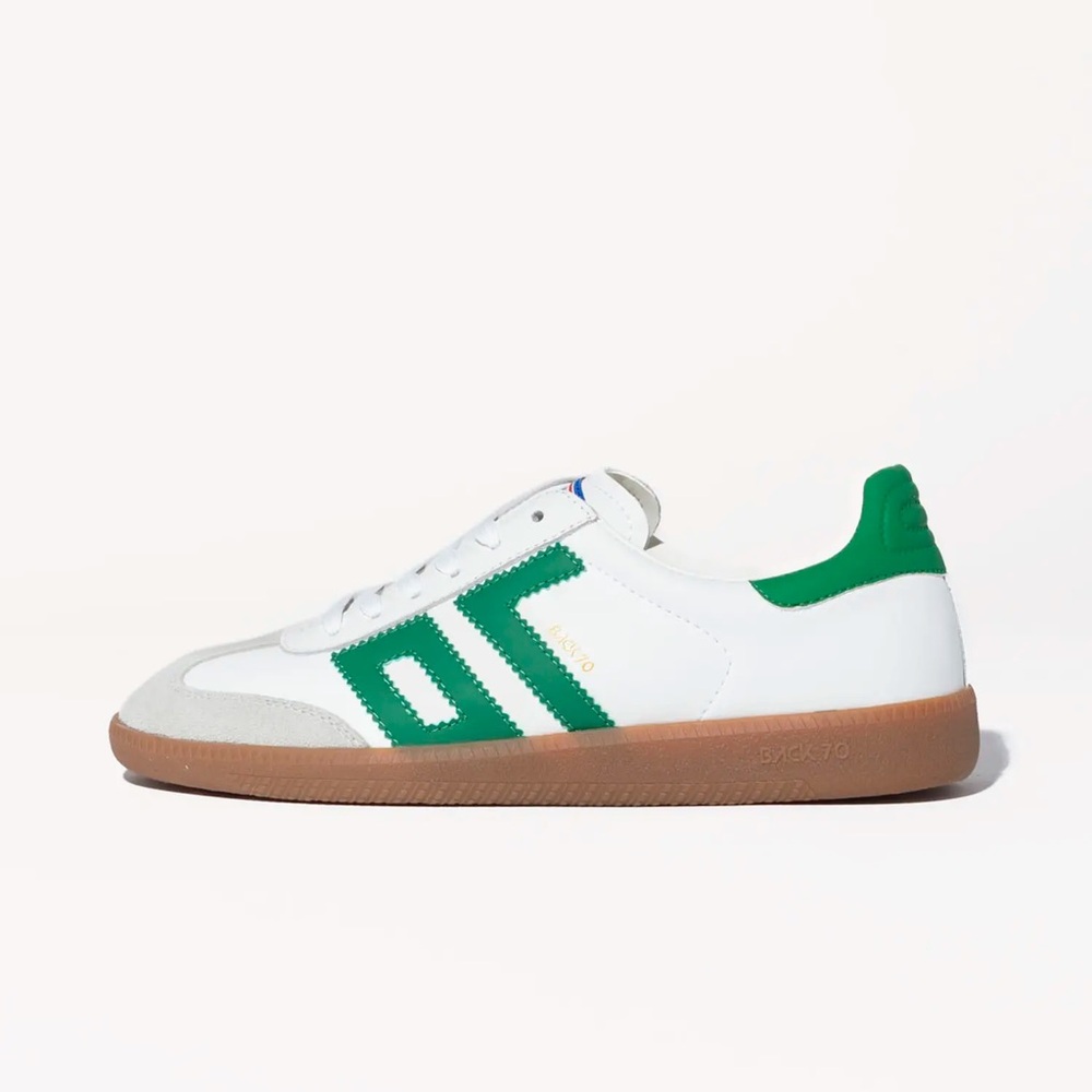 Classic White and Green Women's Sneakers